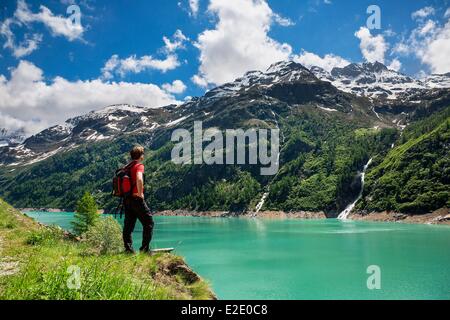 Italy Val d'Aoste Valpelline Valley walking at the place Moulin Lake Stock Photo