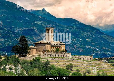 Italy Val d'Aoste Saint Pierre Sarre Castle Stock Photo