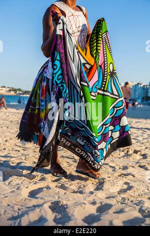 Brazil Rio do Janeiro Copacabana seller on the beach Stock Photo