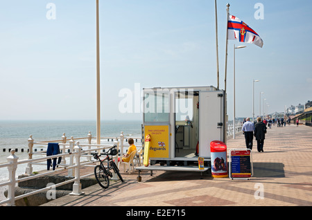 RNLI Lifeguard station hut on the promenade in summer Bridlington East Yorkshire England UK United Kingdom GB Great Britain Stock Photo