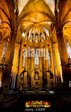 The Altar in the La Seu Cathedral in Barcelona, Spain Stock Photo