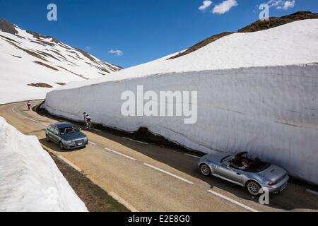 France, Savoie, Seez, the road of the pass of the Petit Saint Bernard pass (7178 ft) Stock Photo