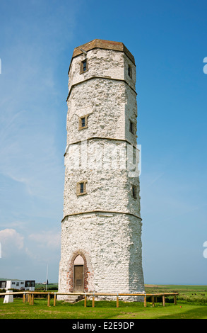 The old chalk tower lighthouse at Flamborough Head in summer East Yorkshire England UK United Kingdom GB Great Britain Stock Photo