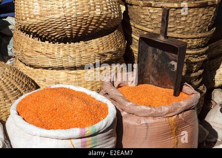 Ethiopia, Amhara region, Bahir Dar, lentils bags Stock Photo