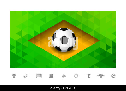 Soccer ball with brasil flag in triangle style Stock Photo