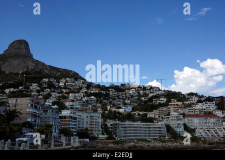 View of Bantry Bay from the Sea Point Promenade with Lion's Head in the background. Stock Photo