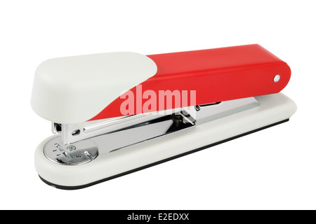 High quality red stapler. Isolated on white background with clipping path. Stock Photo