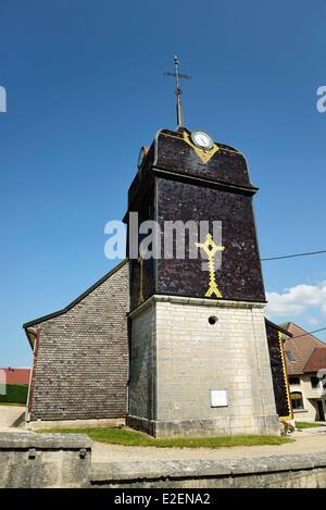 France, Doubs, Oye et Pallet, Saint Nicolas church built in 1712, imperial Comtois tower Stock Photo