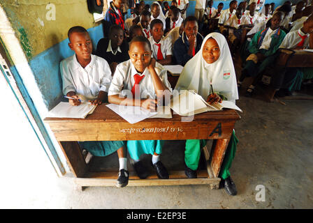 Tanzania, Mwanza region, Mwanza, muslim and christian primary school students in classroom Stock Photo