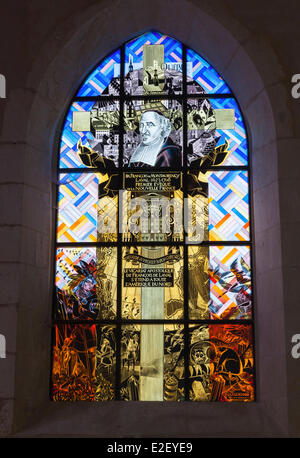 France Charente Maritime Brouage Royal city stained glass windows in the Saint Paul and Saint Pierre church by Nicolas Stock Photo