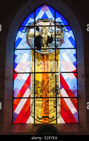 France Charente Maritime Brouage Royal city stained glass windows in the Saint Paul and Saint Pierre church by Nicolas Stock Photo