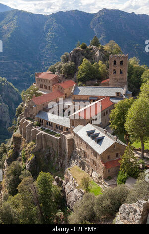 France, Pyrenees Orientales, Casteil, Saint Martin du Canigou abbey Stock Photo
