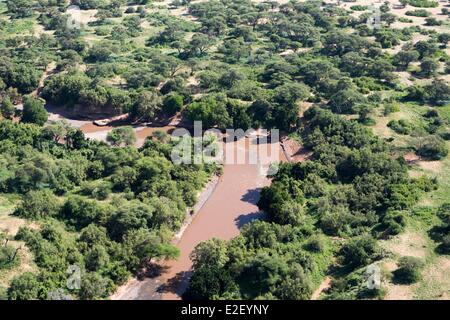 Kenya, around lake Magadi, soda (aerial view) Stock Photo