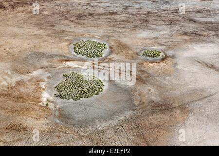 Kenya, around lake Magadi, soda (aerial view) Stock Photo