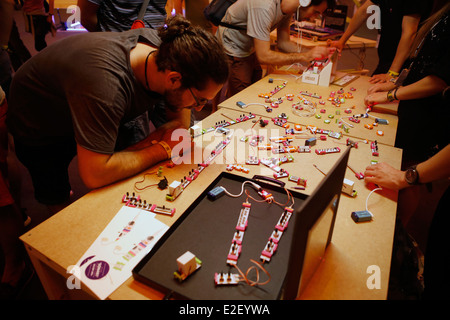 Arduino sound devices exposed at sonar festival in Barcelona, Spain Stock Photo