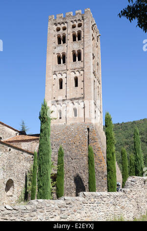 France, Pyrenees Orientales, Prades, Saint Michel de Cuxa abbey Stock Photo