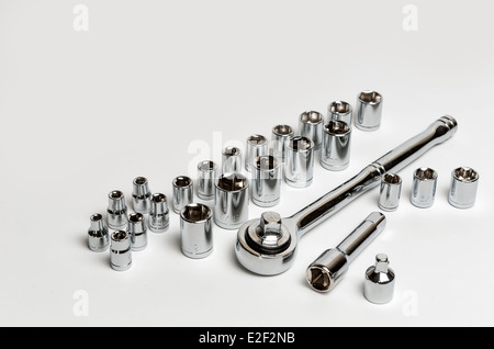 Ratchet and a set of interchangeable heads Stock Photo
