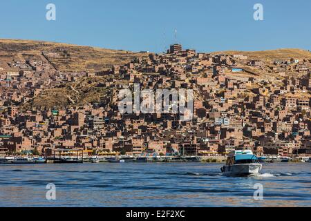 Peru, Puno Province, the city of Puno on Lake Titicaca Stock Photo