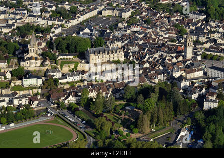 France, Indre et Loire, Loches, the Royal Palace, the donjon and the collegiate church Saint Ours Stock Photo