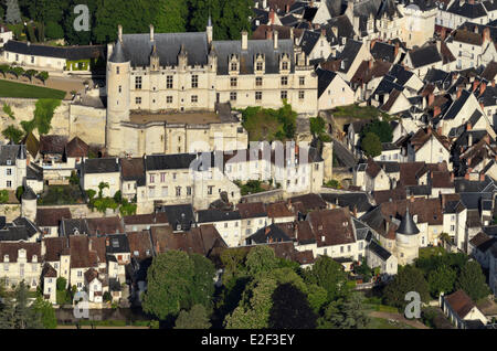 France, Indre et Loire, Loches, the Royal Palace, the donjon and the collegiate church Saint Ours Stock Photo