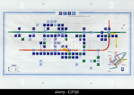 Canada, Quebec province, Montreal, the Underground City, the network map Stock Photo