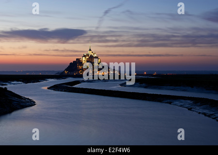 Sunset at Mont Saint Michel Stock Photo