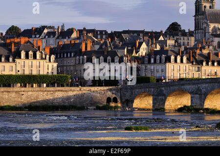 France, Loir et Cher, Loire Valley listed as World Heritage by UNESCO, Blois, Pont Jacques Gabriel, bridge over Loire river Stock Photo