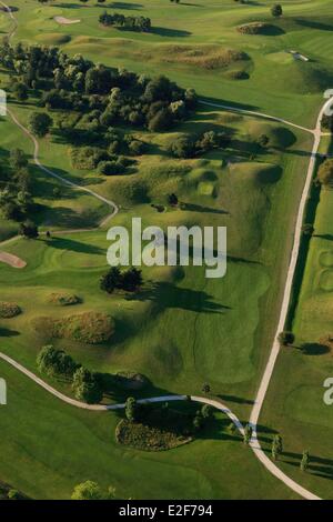 France Yvelines Trappes en Yvelines Blue Green golf leisure and nature reserve and lake of Saint Quentin en Yvelines (aerial Stock Photo