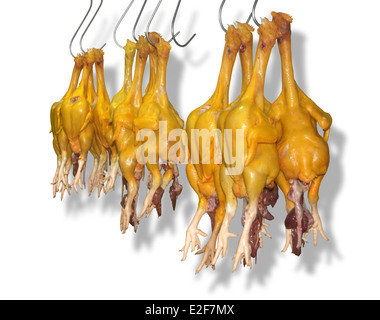 Raw Skinned Chicken Hanging Hook Stock Photo 224191501