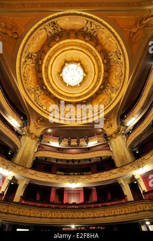 France Nord Lille Lille Opera the great room balconies and cupola ornated with eight medallions which include eight paintings Stock Photo