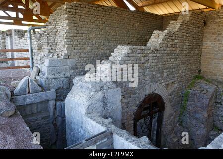 France, Cote d'Or, Alise Sainte Reine, Alesia museum park, Gallo Roman city vestiges on mont Auxois, Ucuetis house Stock Photo