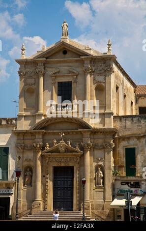 Italy, Puglia, Salento Peninsula, Lecce, Roman amphitheater square, St Mark Chapel Stock Photo