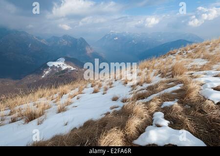 Switzerland, Ticino, Lugano, Mount Boglia in February Stock Photo
