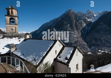 Switzerland, Ticino, Valle Maggia, Bosco Gurin village Stock Photo