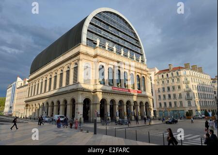 France Rhone Lyon historic site listed as World Heritage by UNESCO front of the building of the Opera de Lyon designed by Stock Photo