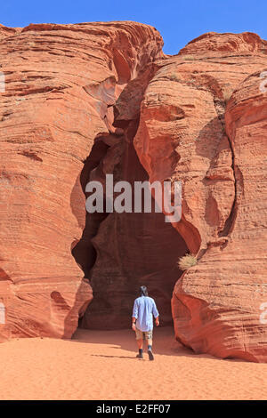 United States, Arizona, Navajo Nation Indian Reservation, Upper Antelope Canyon entrance near page Stock Photo