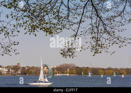 Germany, Hamburg, Aussenalster (outer Alster), lake in the heart of the city Stock Photo