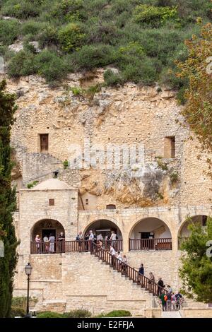 Cyprus Agios Neofytos monastery (Ayios Neophytos) cave where Saint Neophytos the Recluse retired in the 12th century entrance Stock Photo
