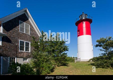 United States, Massachusetts, Cape Cod, Eastham, Nauset Light Beach, the lighthouse Stock Photo