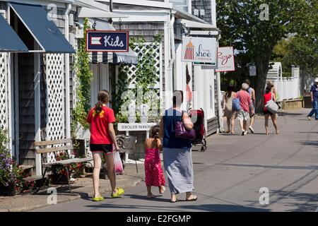 United States, Massachusetts, Cape Cod, Martha's Vineyard island, Edgartown, Dock Street, shops Stock Photo