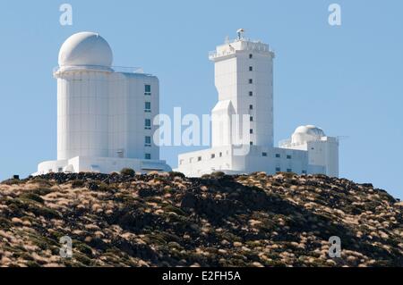 Spain Canary Islands Isle of Tenerife Teide National Park listed as World Heritage by UNESCO the Teide Astronomical Observatory Stock Photo