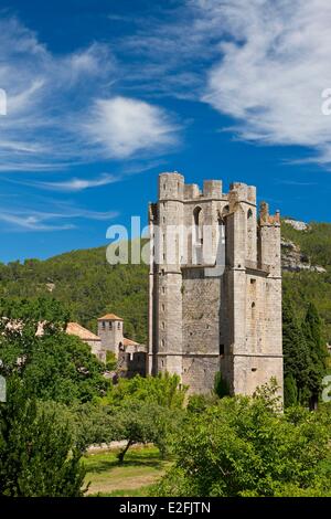 France Aude Lagrasse labelled Les Plus Beaux Villages de France (The Most Beautiful Villages of France) the Abbey of St Marie Stock Photo