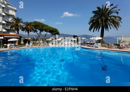 Italy Liguria Santa Margherita di Ligura hotel Miramare swimming pool Stock Photo