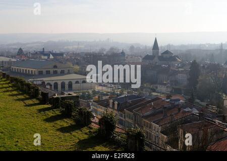 France Meuse Verdun the covered market left and Saint Sauveur church right Stock Photo