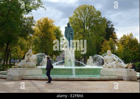 France Haut Rhin Alsace Wine Route Colmar the Fountain Bruat inaugurated in 1864 Champ de Mars in the park by Auguste Bartholdi Stock Photo