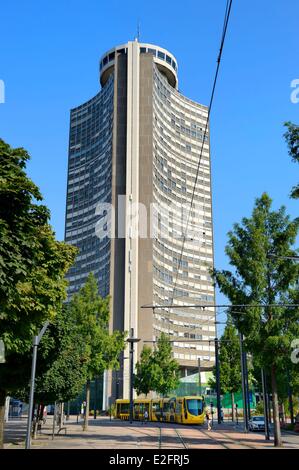 France Haut Rhin Mulhouse Tour de l'Europe by architect Francois Spoerry Stock Photo