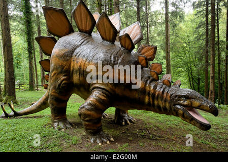 France Doubs Charbonnieres les Sapins Dino Zoo prehistoric park Stegosaurus Stock Photo