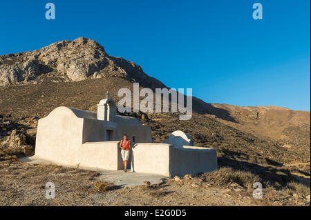 Greece Cyclades Islands Anafi Island Stavros church Stock Photo