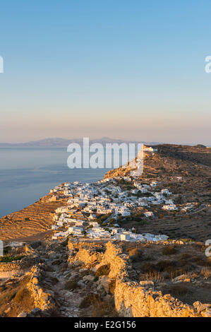 Greece Cyclades Islands Sikinos Island Chora and its two settlements Kastro and Chorio Stock Photo