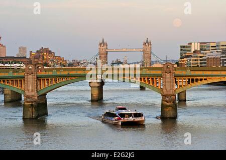 United Kingdom London London Bridge and Tower Bridge in background Stock Photo